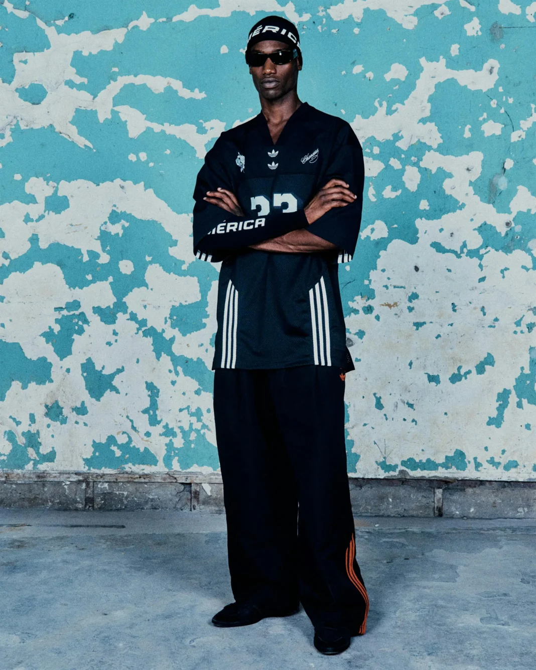 Look from the Willy Chavarria x Adidas collaboration, courtesy of Willy Chavarria