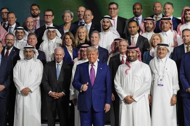 President Donald Trump and Saudi Crown Prince Mohammed bin Salman pose for a photo at the King Abdulaziz International Conference Center in Riyadh, Saudi Arabia, May 13, 2025. | Alex Brandon/AP