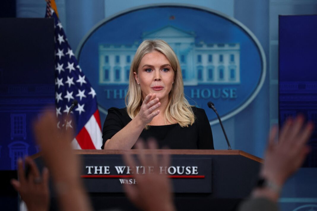Karoline Leavitt addressing reporters