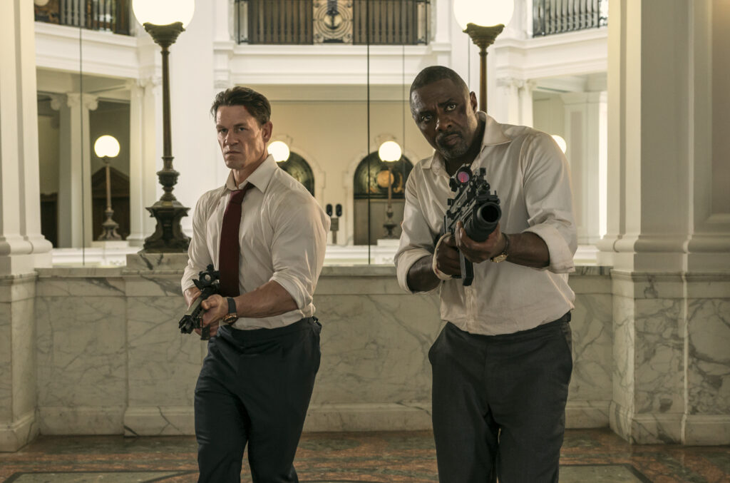 John Cena and Idris Elba in 'Heads of State.'
