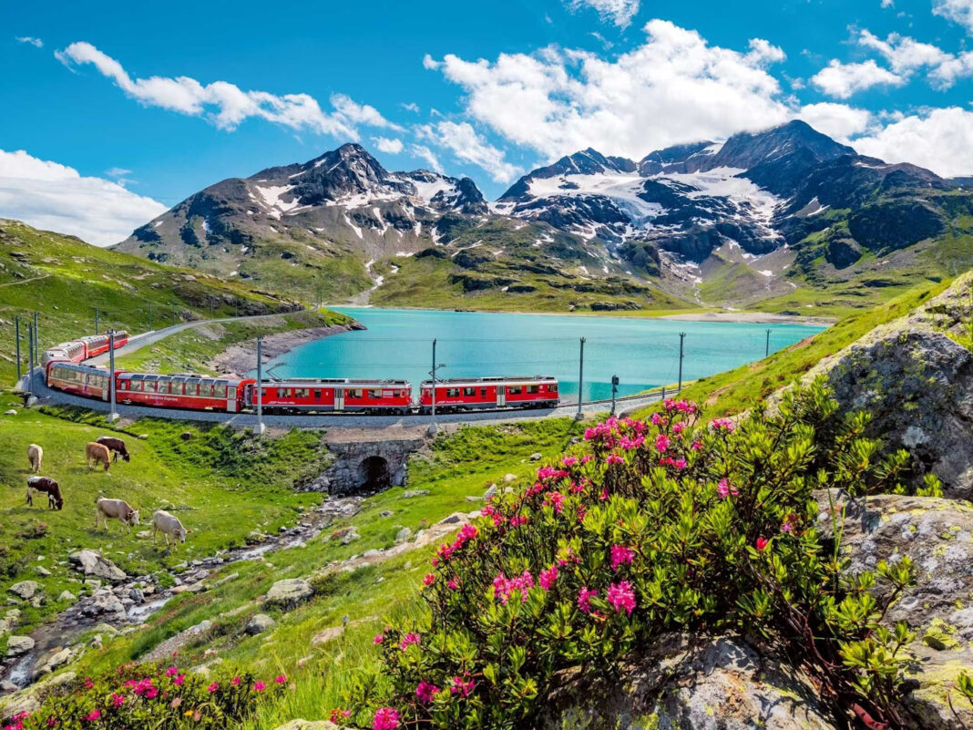 Beautiful Train Ride in Switzerland